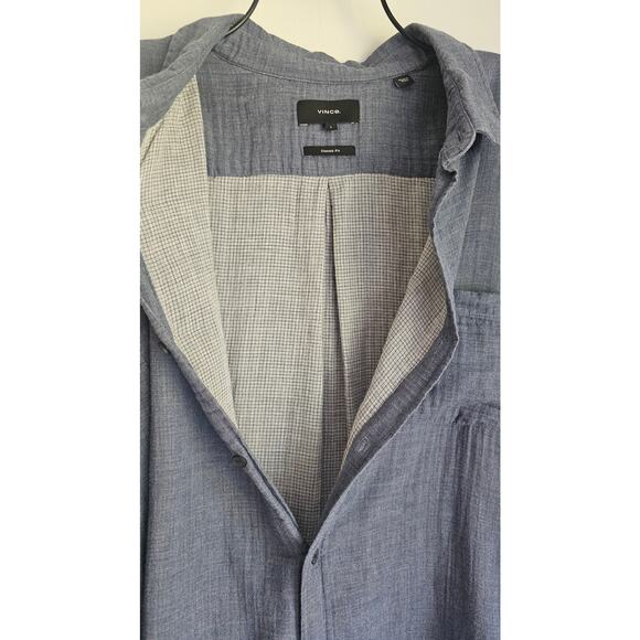 Vince Long Sleeve Blue Button Down Shirt Heather Coastal 100% Cotton Retail $228 - Picture 8 of 13